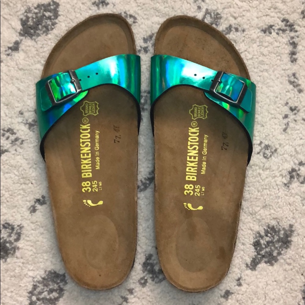 NWOT Madrid Birkenstock metallic green 38 sz 7-7.5